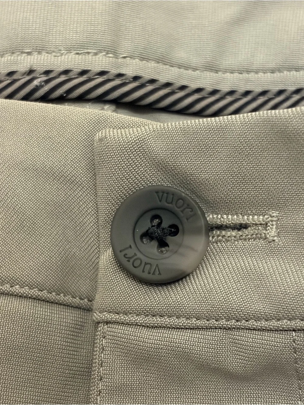 VUORI Meta Pant Men's 30x32 Khaki Gray Athletic Slim Fit Technical 5-Pocket